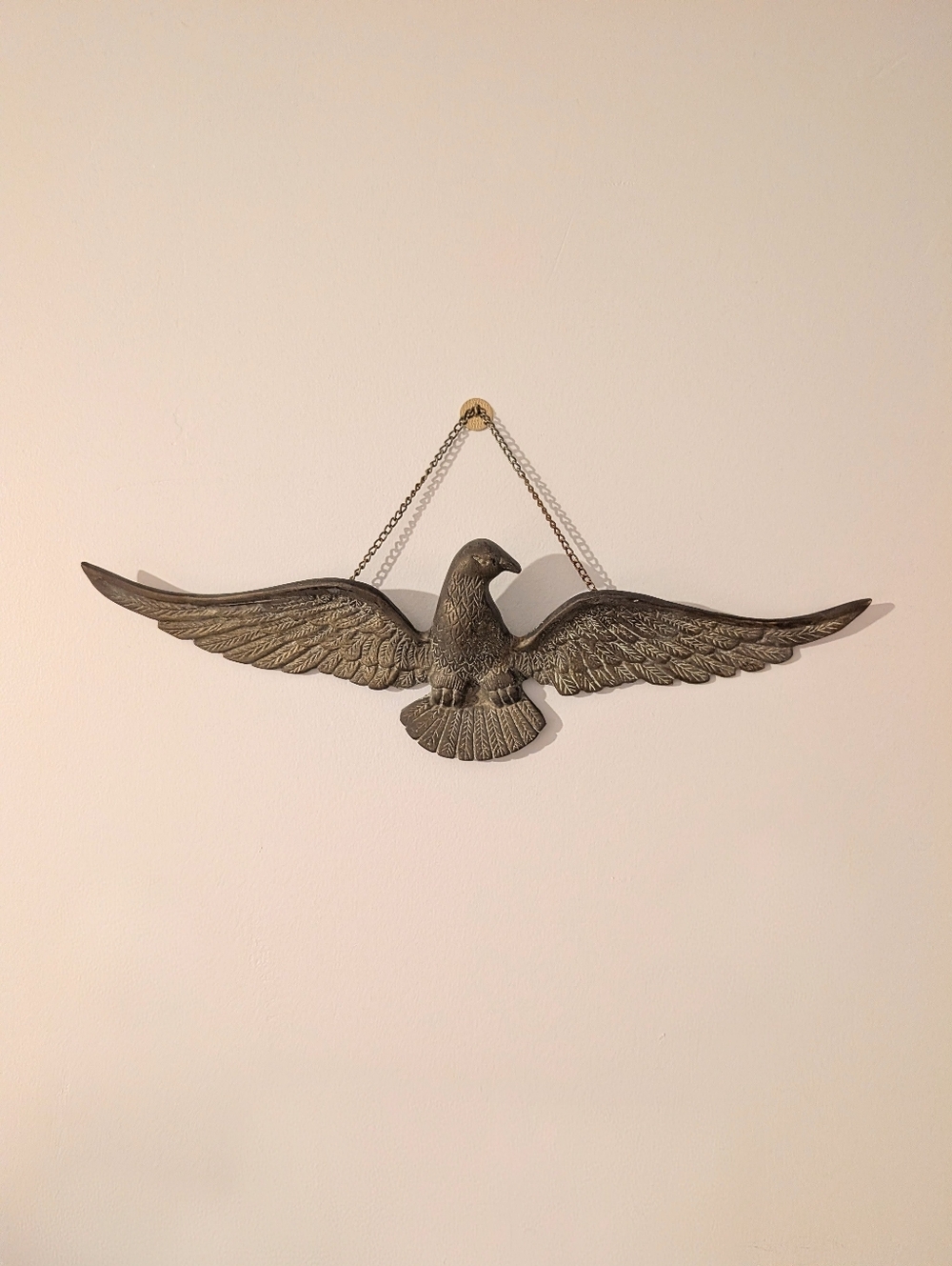 Vintage Solid Brass Flying Eagle Wall Hanging 17.5"
